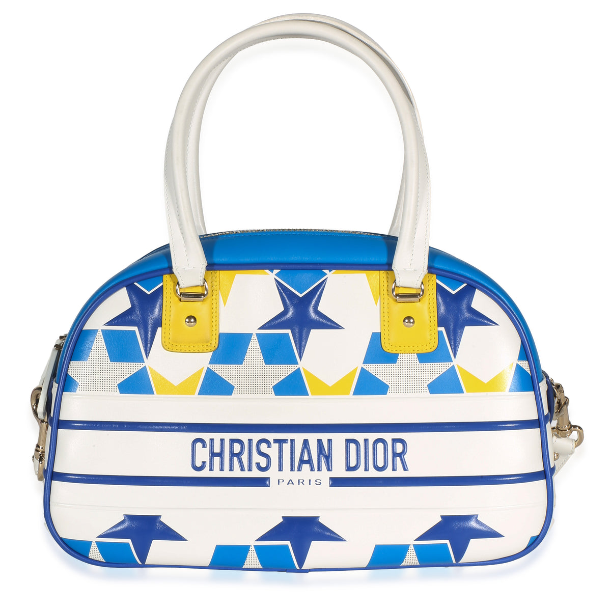 Christian Dior Blue Multicolor Calfskin Star Medium Dior Vibe Bowling Bag Handbag id