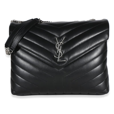 Saint Laurent Black Calfskin Y Quilted Medium Loulou Chain Satchel Handbag id