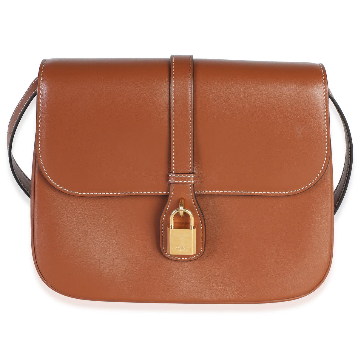 Celine Tan Smooth Calfskin Medium Tabou Flap Bag Handbag fv