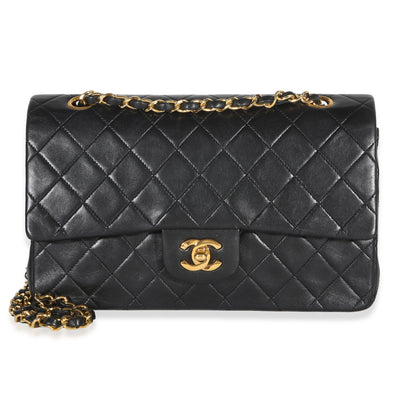 Chanel Vintage 24k Black Quilted Lambskin Small Classic Double Flap Bag Handbag id