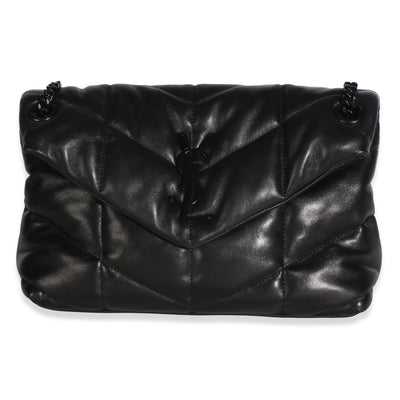 Saint Laurent Black Quilted Monogram Lambskin Monochrome Small Loulou Puffer Sat Handbag id