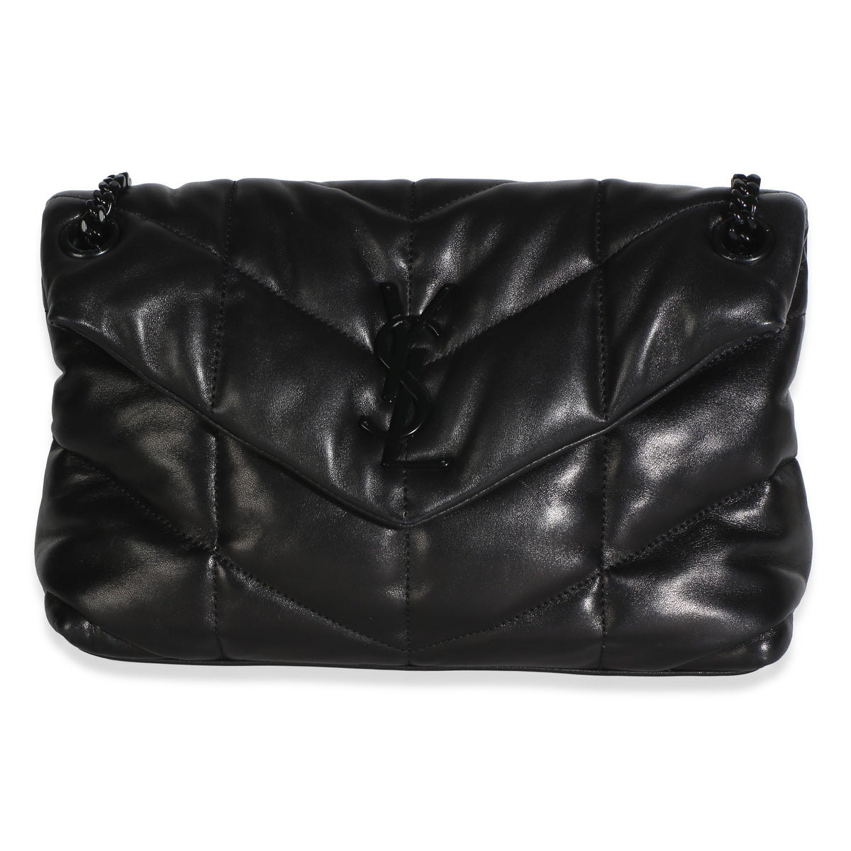 Saint Laurent Black Quilted Monogram Lambskin Monochrome Small Loulou Puffer Sat Handbag id