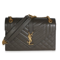 Saint Laurent Pebble Grain De Poudre Mixed Matelasse Triquilt Medium Satchel Handbag id