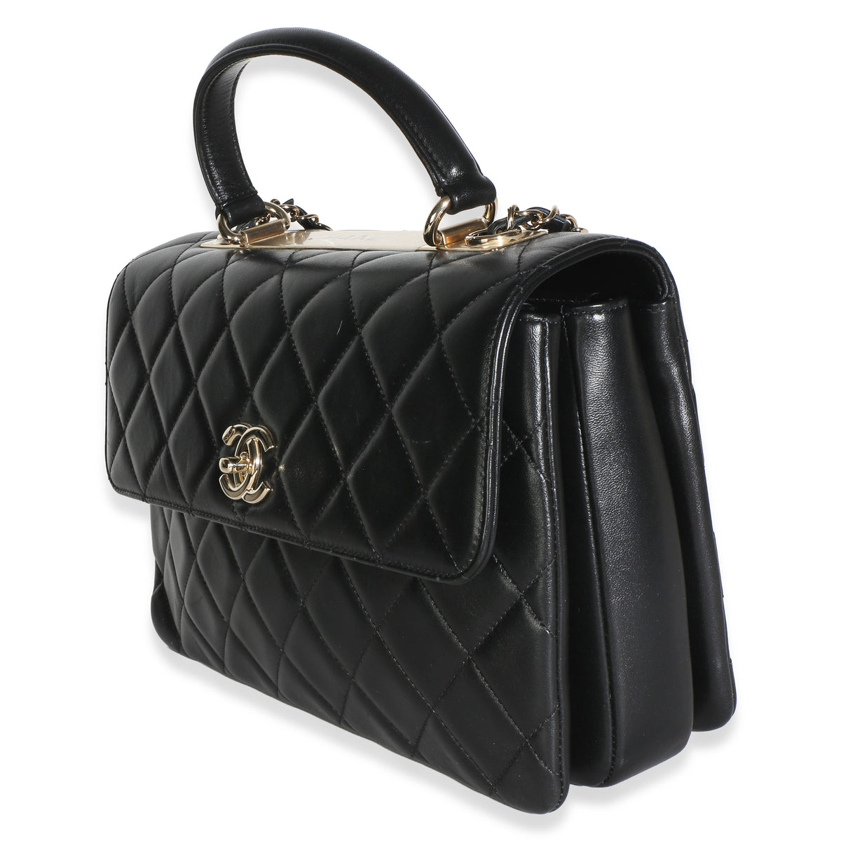 Chanel Black Quilted Lambskin Medium Trendy Top Handle Bag Handbag 2