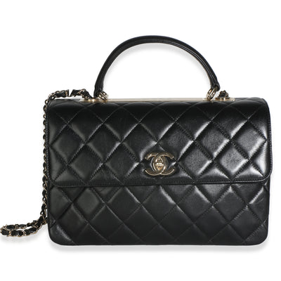 Chanel Black Quilted Lambskin Medium Trendy Top Handle Bag Handbag id