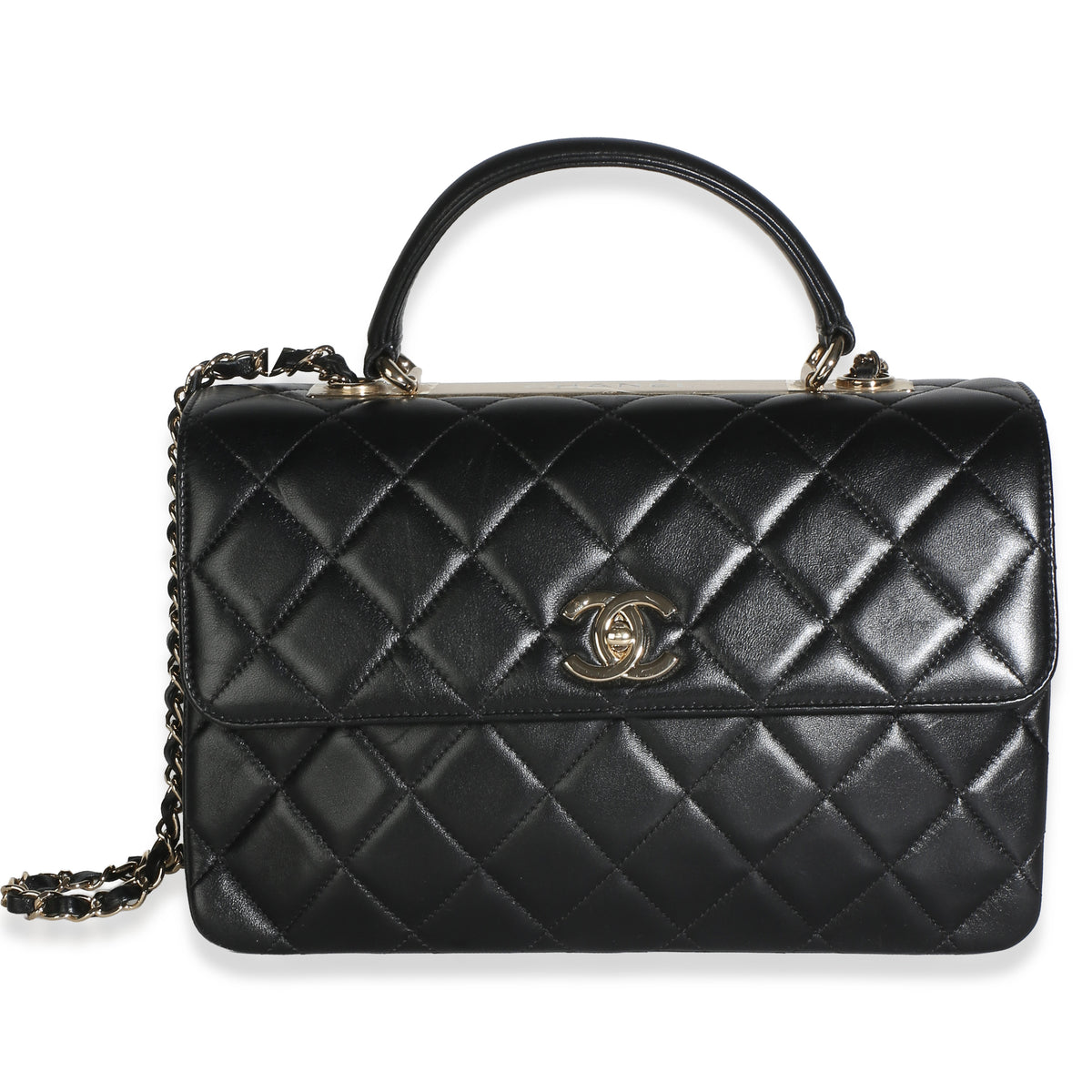 Chanel Black Quilted Lambskin Medium Trendy Top Handle Bag Handbag id