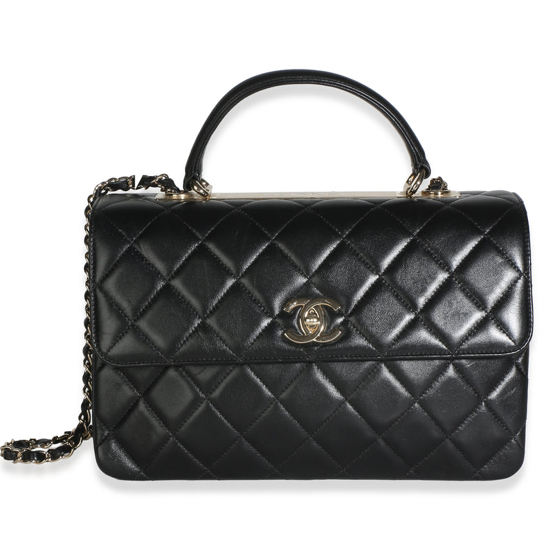 Chanel Black Quilted Lambskin Medium Trendy Top Handle Bag Handbag id