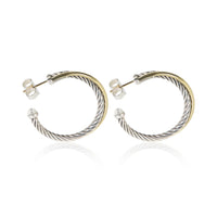 David Yurman 1/4 18K Yellow Gold & Sterling Silver Crossover Hoop Earrings 3