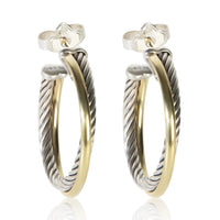 David Yurman 1/4 18K Yellow Gold & Sterling Silver Crossover Hoop Earrings fv