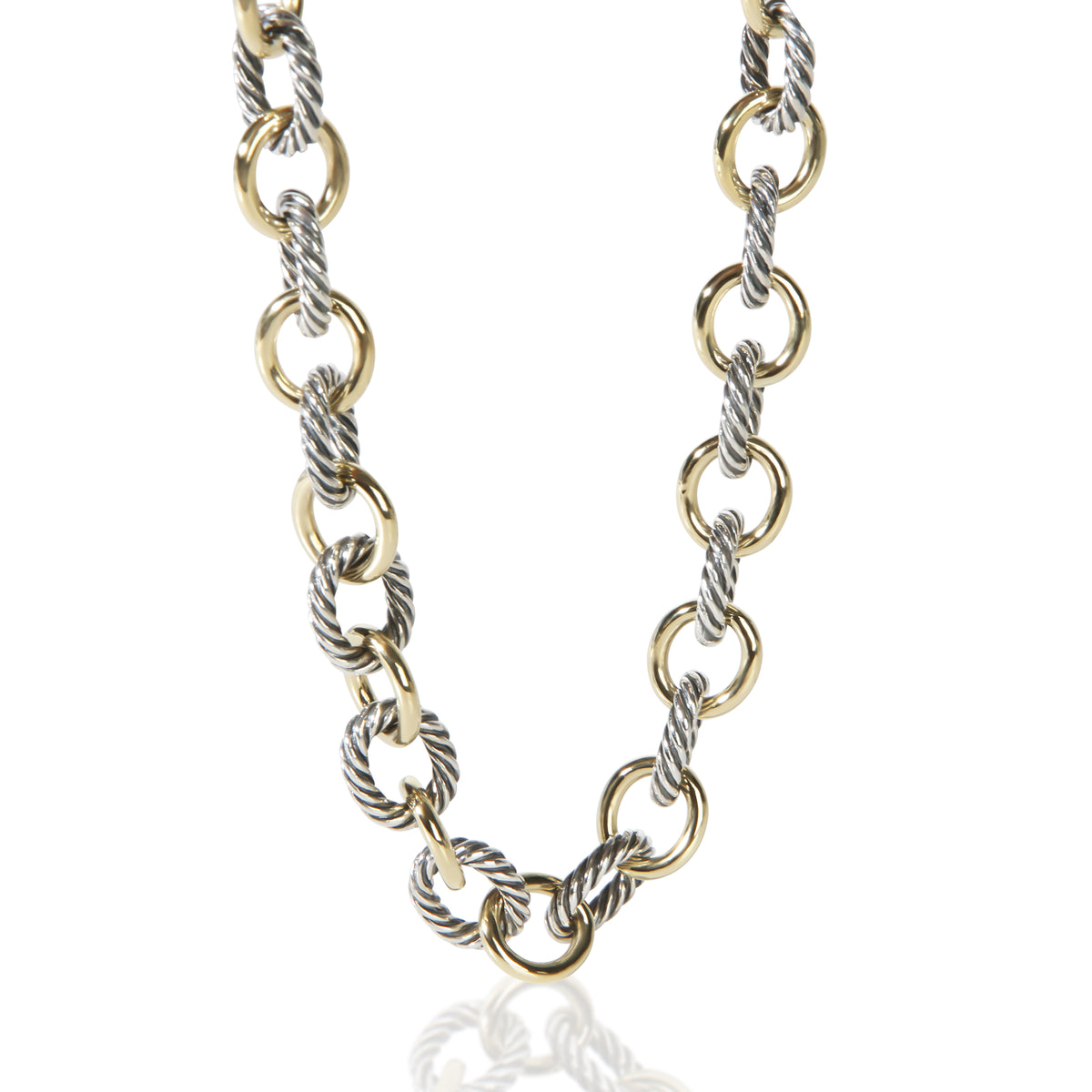David Yurman 1/4 18K Yellow Gold & Sterling Silver Oval Link Necklace 2