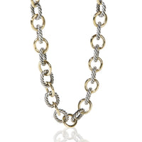 David Yurman 1/4 18K Yellow Gold & Sterling Silver Oval Link Necklace 2