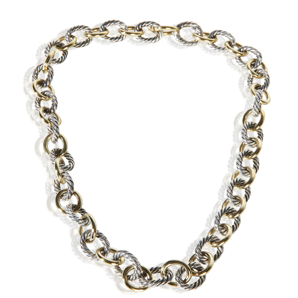 David Yurman 1/4 18K Yellow Gold & Sterling Silver Oval Link Necklace 3
