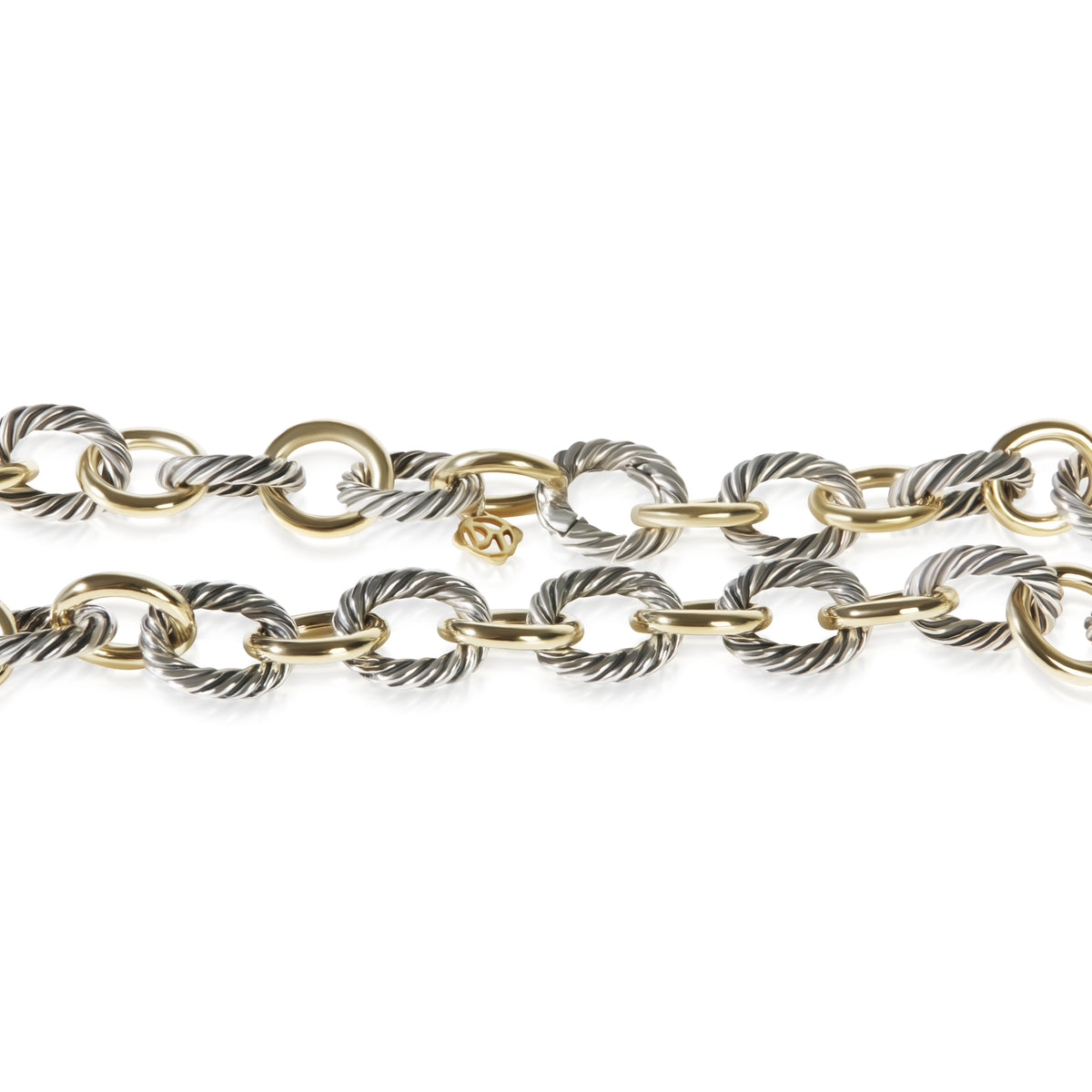 David Yurman 1/4 18K Yellow Gold & Sterling Silver Oval Link Necklace fv