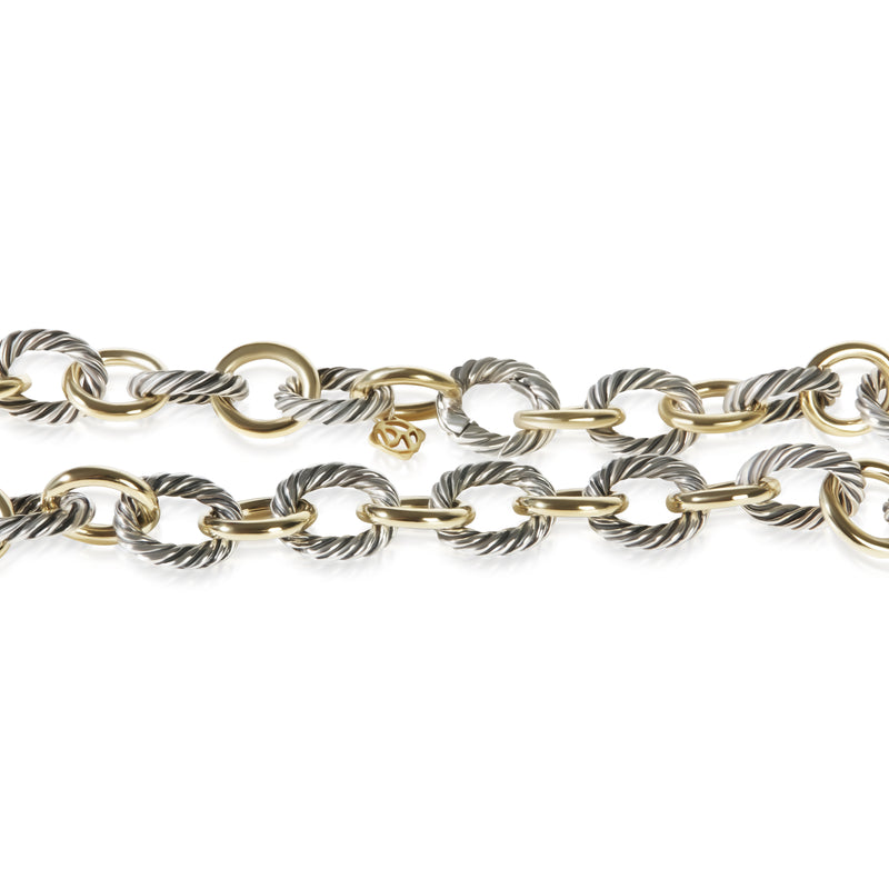 David Yurman 1/4 18K Yellow Gold & Sterling Silver Oval Link Necklace fv