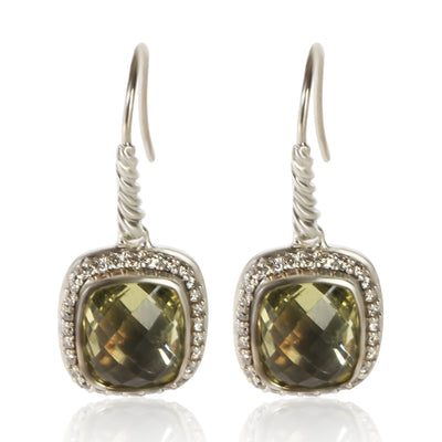 David Yurman Sterling Silver Peridot and Diamond Noblesse Earrings fv
