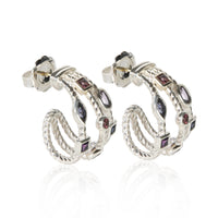 David Yurman Sterling Silver Iolite and Tourmaline Confetti Earrings 2
