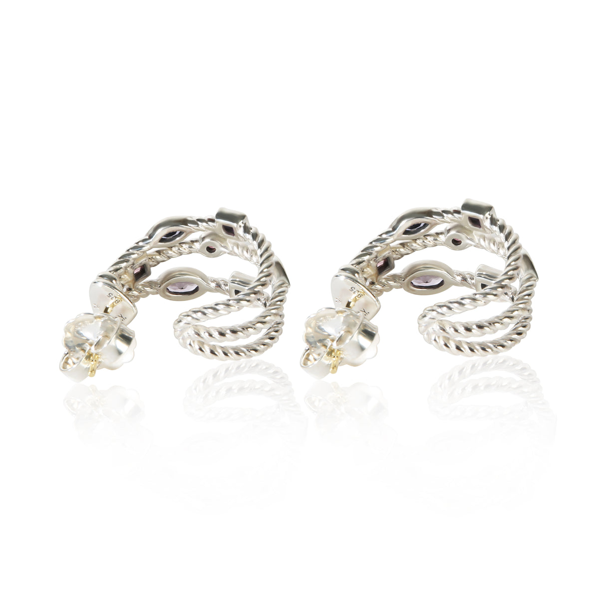 David Yurman Sterling Silver Iolite and Tourmaline Confetti Earrings 3