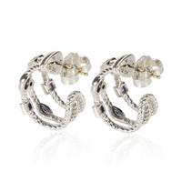David Yurman Sterling Silver Iolite and Tourmaline Confetti Earrings 4
