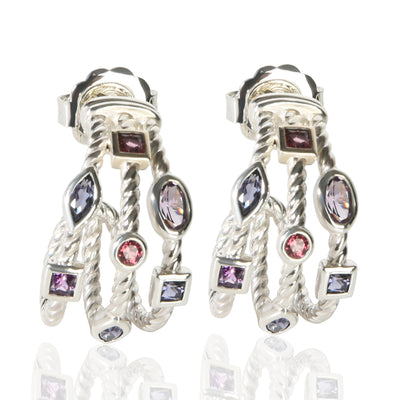 David Yurman Sterling Silver Iolite and Tourmaline Confetti Earrings fv