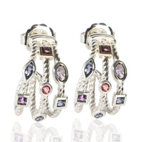 David Yurman Sterling Silver Iolite and Tourmaline Confetti Earrings fv