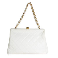 Chanel Vintage White Quilted Caviar Kisslock Frame Bag Handbag id
