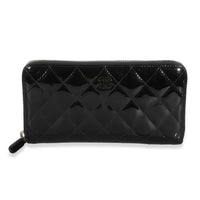 Chanel Black Quilted Patent Large Gusset Long Flap Wallet Wallet id