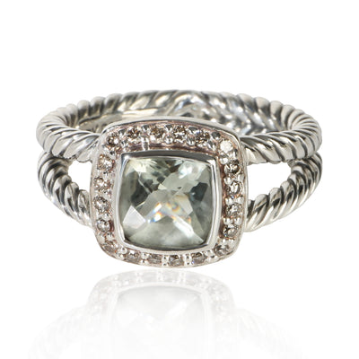 David Yurman Sterling Silver Prasiolite and Diamond Petite Albion Ring fv