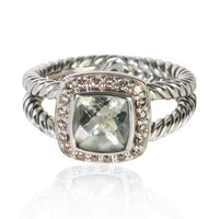 David Yurman Sterling Silver Prasiolite and Diamond Petite Albion Ring fv