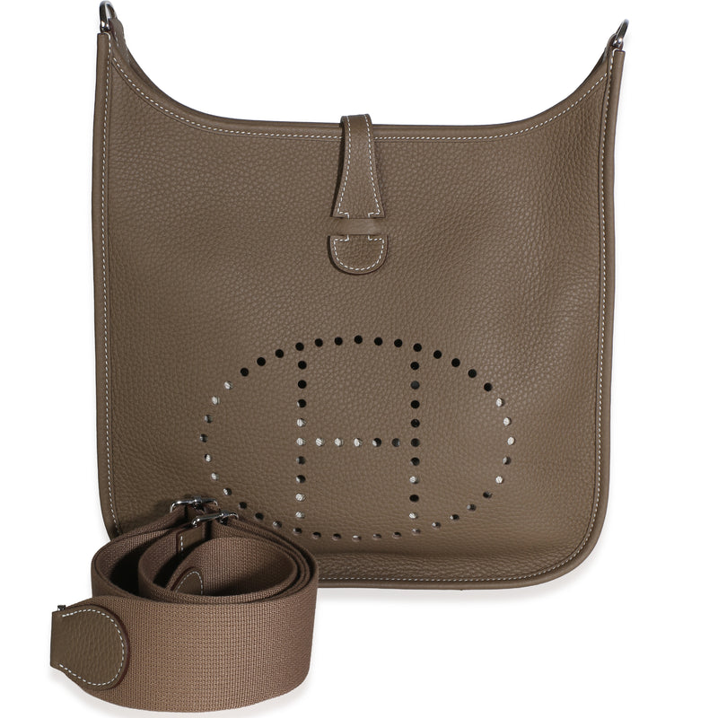 Hermès Etoupe Clemence Evelyne III PM 29 PHW Handbag id