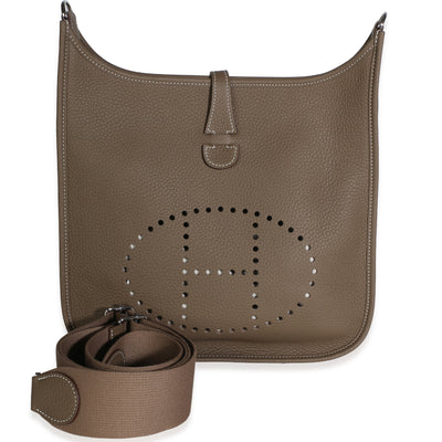 Hermès Etoupe Clemence Evelyne III PM 29 PHW Handbag id
