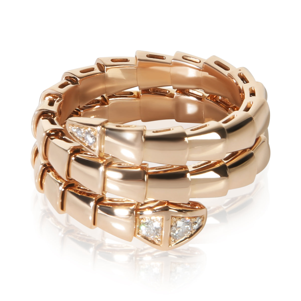 BVLGARI Rose Gold Diamond Serpenti Viper Wrap Ring fv