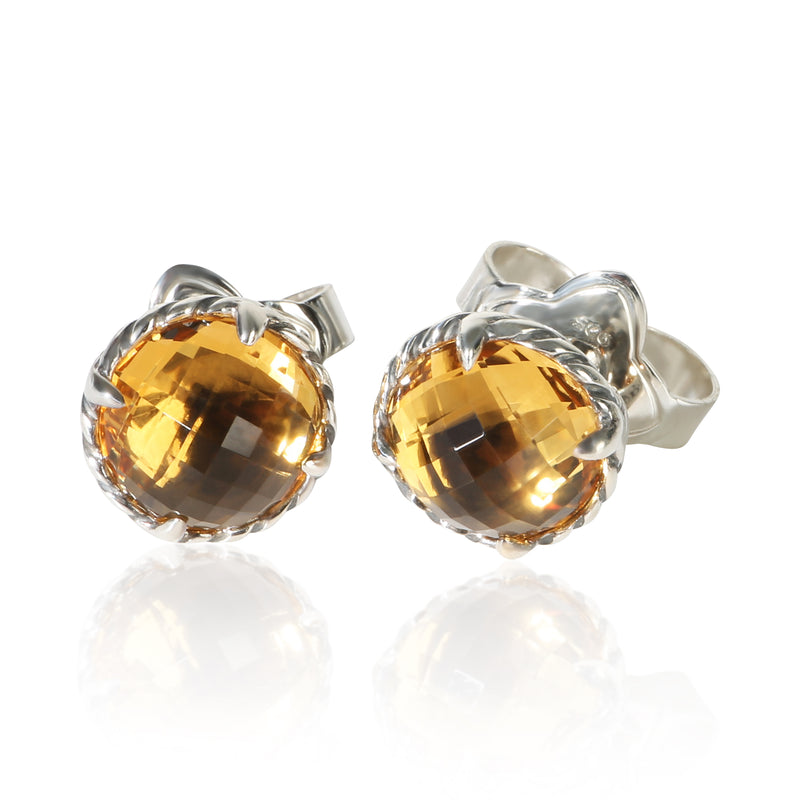 David Yurman Sterling Silver Citrine Chatelaine Earrings fv
