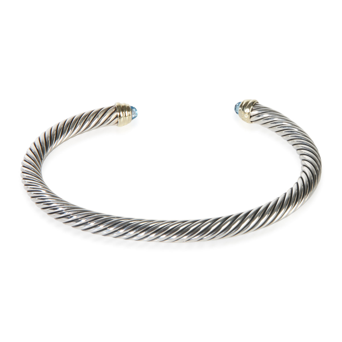 David Yurman Yellow Gold & Sterling Silver Topaz Cable Classic Bracelet bv