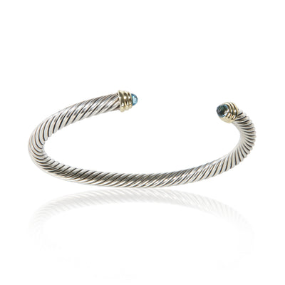 David Yurman Yellow Gold & Sterling Silver Topaz Cable Classic Bracelet fv