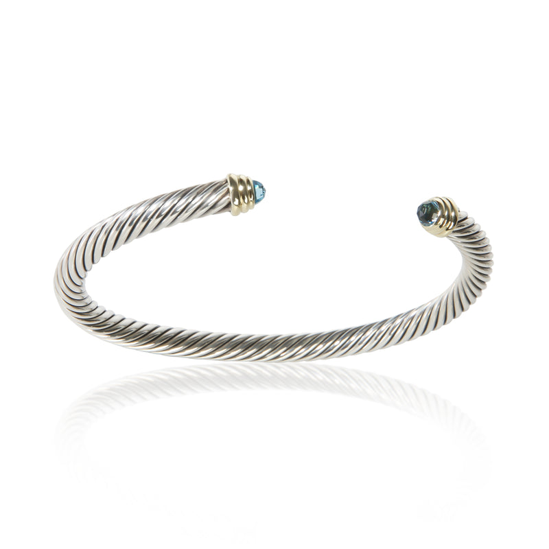 David Yurman Yellow Gold & Sterling Silver Topaz Cable Classic Bracelet fv