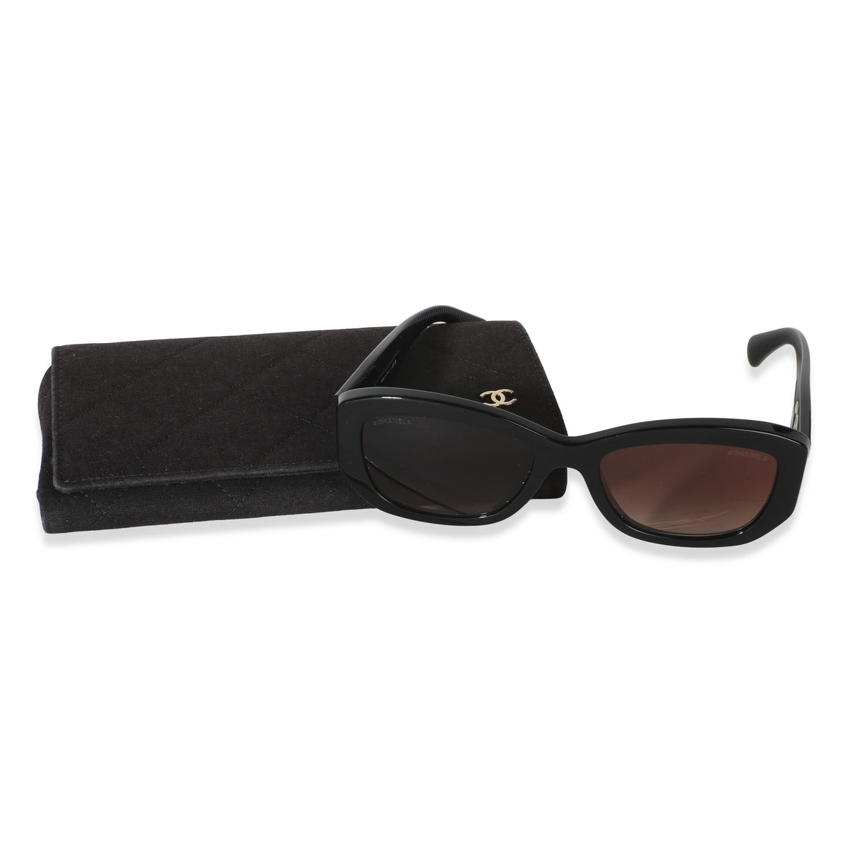 Chanel Black Acetate CC Rectangle Lens Sunglasses id