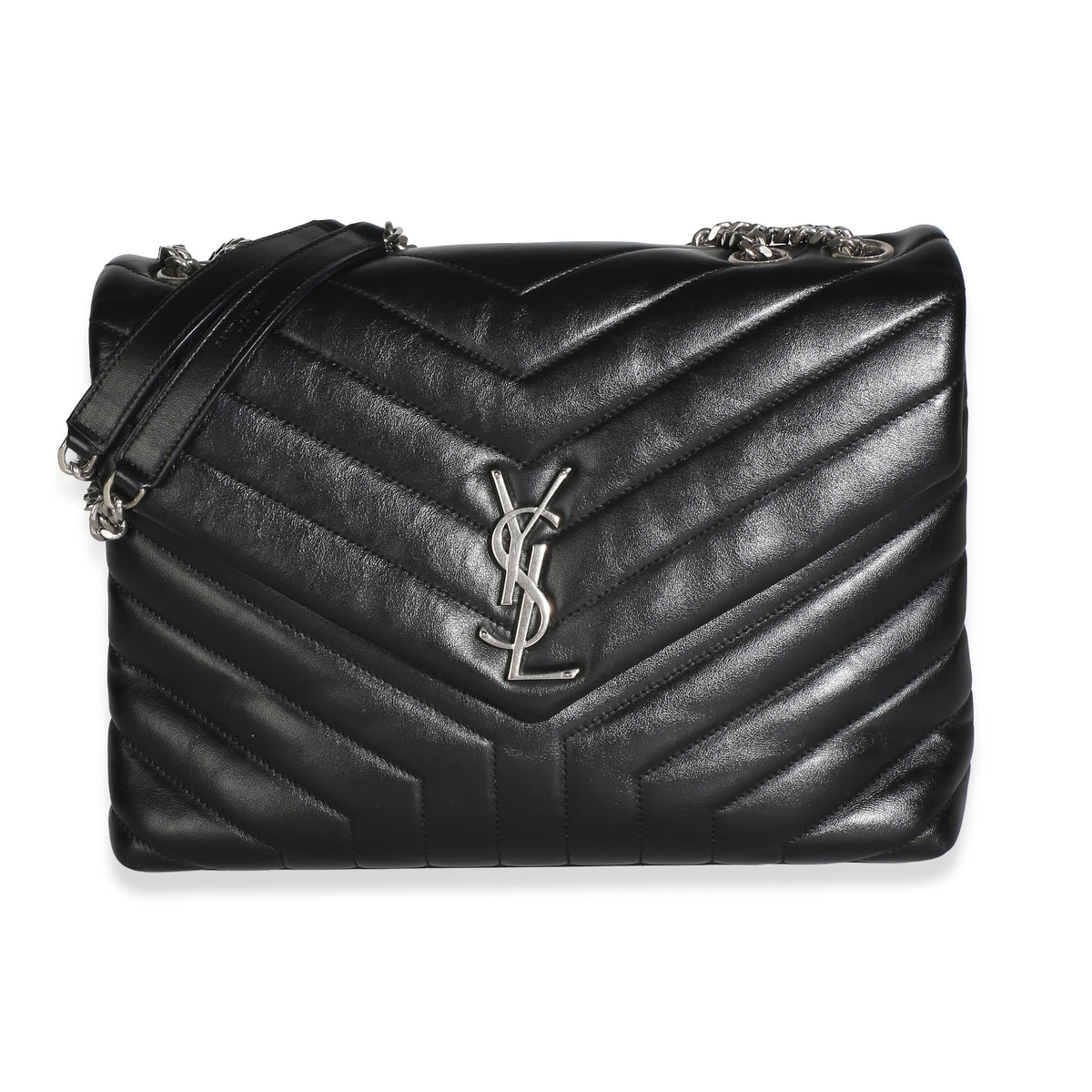 Saint Laurent Black Matelasse Calfskin Monogram Medium LouLou Bag Handbag id