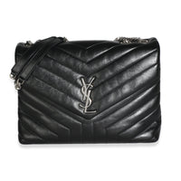 Saint Laurent Black Matelasse Calfskin Monogram Medium LouLou Bag Handbag id