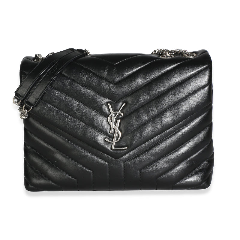 Saint Laurent Black Matelasse Calfskin Monogram Medium LouLou Bag Handbag id