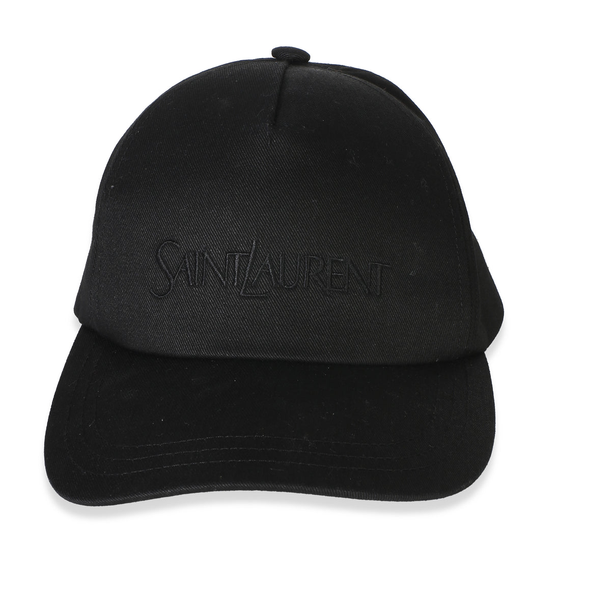 Saint Laurent Black Gaberdine Cotton Embroidered Logo Baseball Hat Medium id