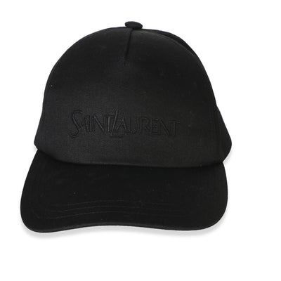 Saint Laurent Black Gaberdine Cotton Embroidered Logo Baseball Hat Medium id