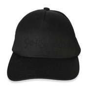 Saint Laurent Black Gaberdine Cotton Embroidered Logo Baseball Hat Medium id