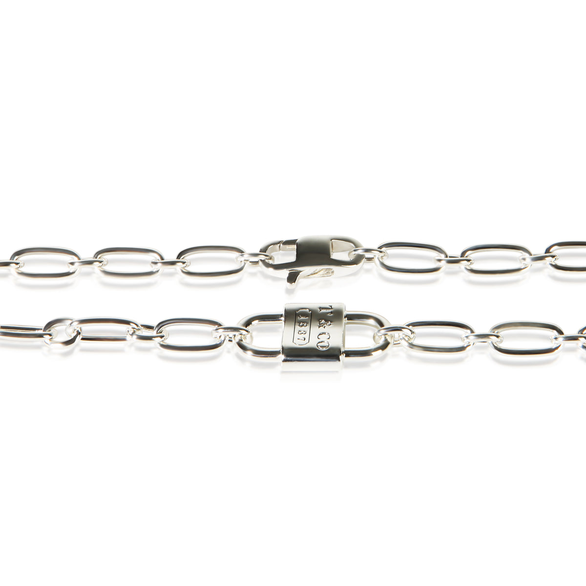 Tiffany & Co. Sterling Silver 1837 Small Double Lock Necklace 2