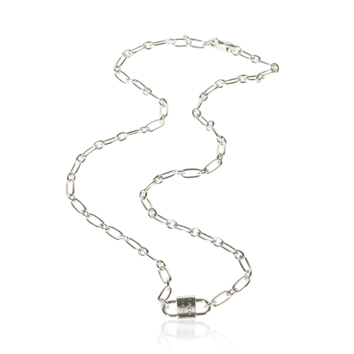 Tiffany & Co. Sterling Silver 1837 Small Double Lock Necklace 3