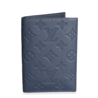 Louis Vuitton Dark Blue Calfskin Monogram Shadow Passport Cover Handbag id