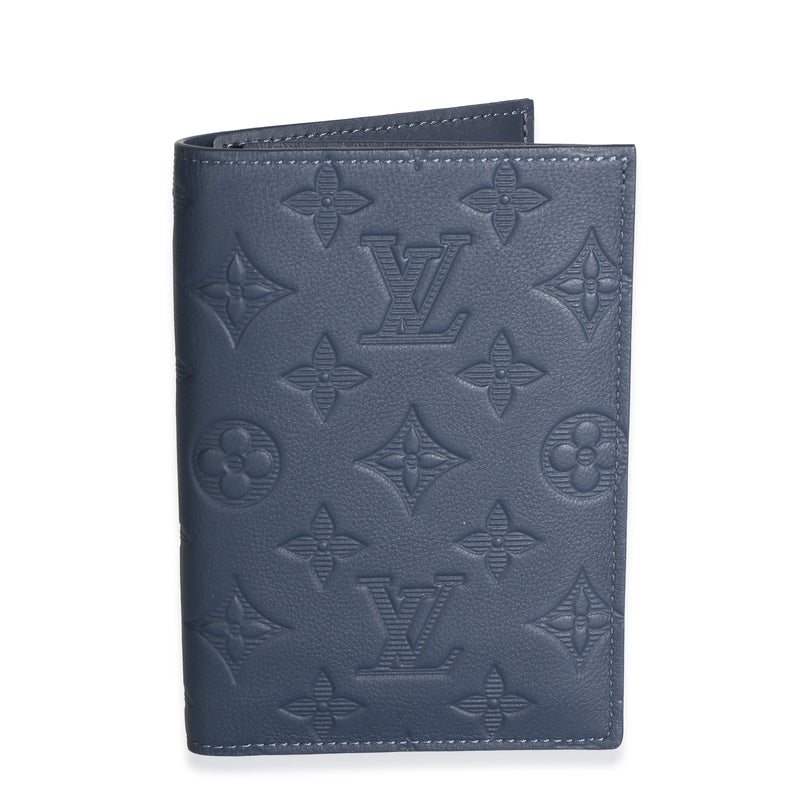 Louis Vuitton Dark Blue Calfskin Monogram Shadow Passport Cover Handbag id