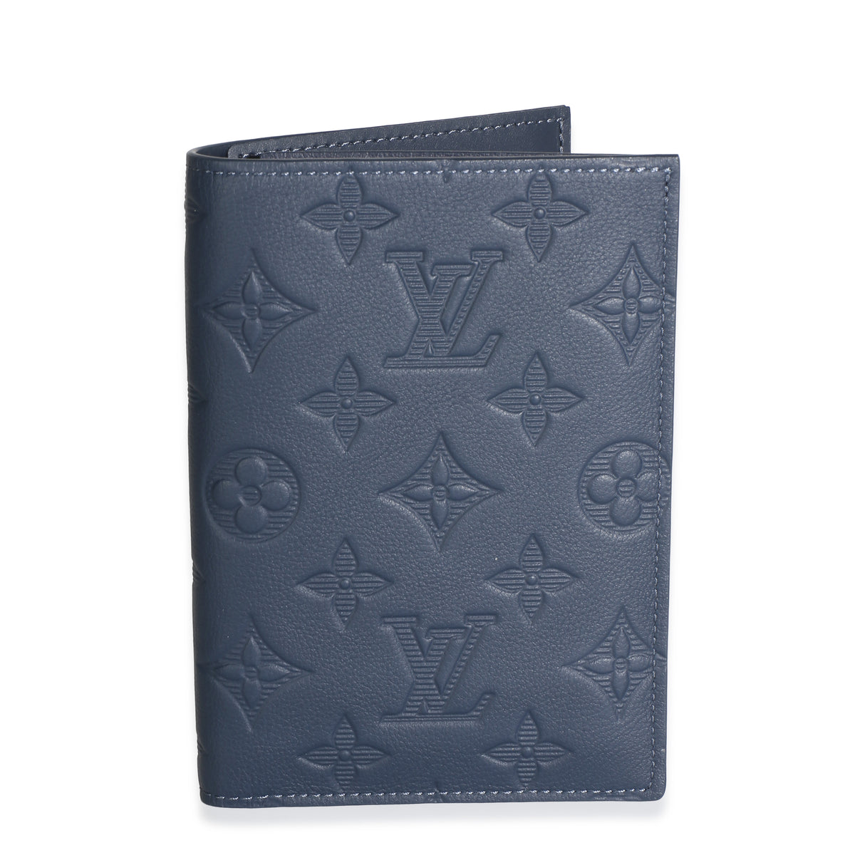 Louis Vuitton Dark Blue Calfskin Monogram Shadow Passport Cover Handbag id