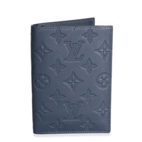 Louis Vuitton Dark Blue Calfskin Monogram Shadow Passport Cover Handbag id
