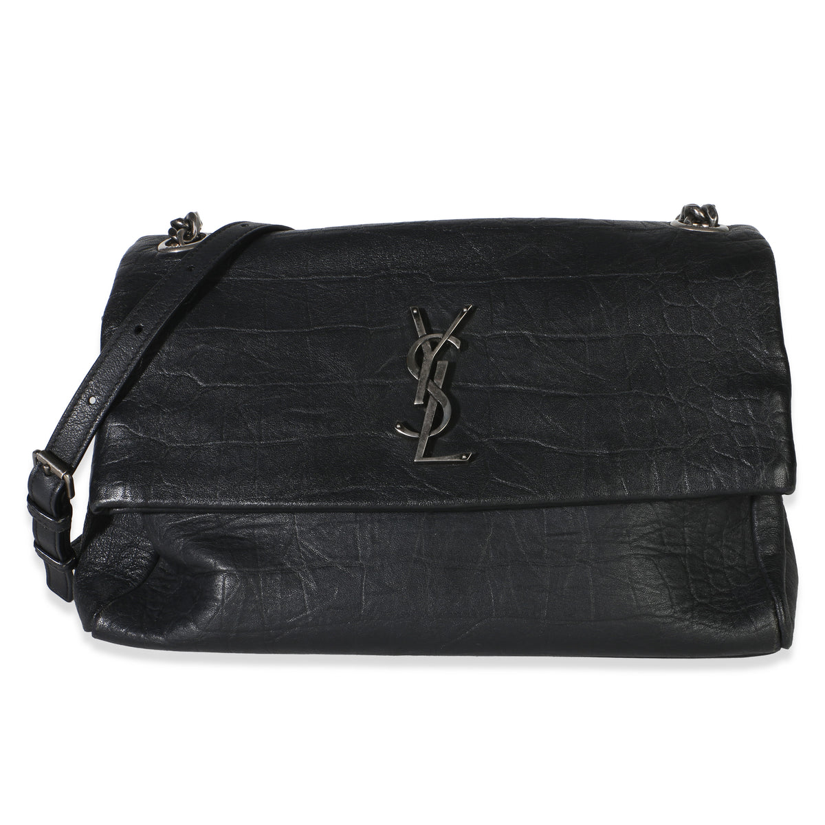 Saint Laurent Black Grained Calfskin Medium West Hollywood Foldover Bag Handbag id