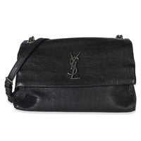 Saint Laurent Black Grained Calfskin Medium West Hollywood Foldover Bag Handbag id